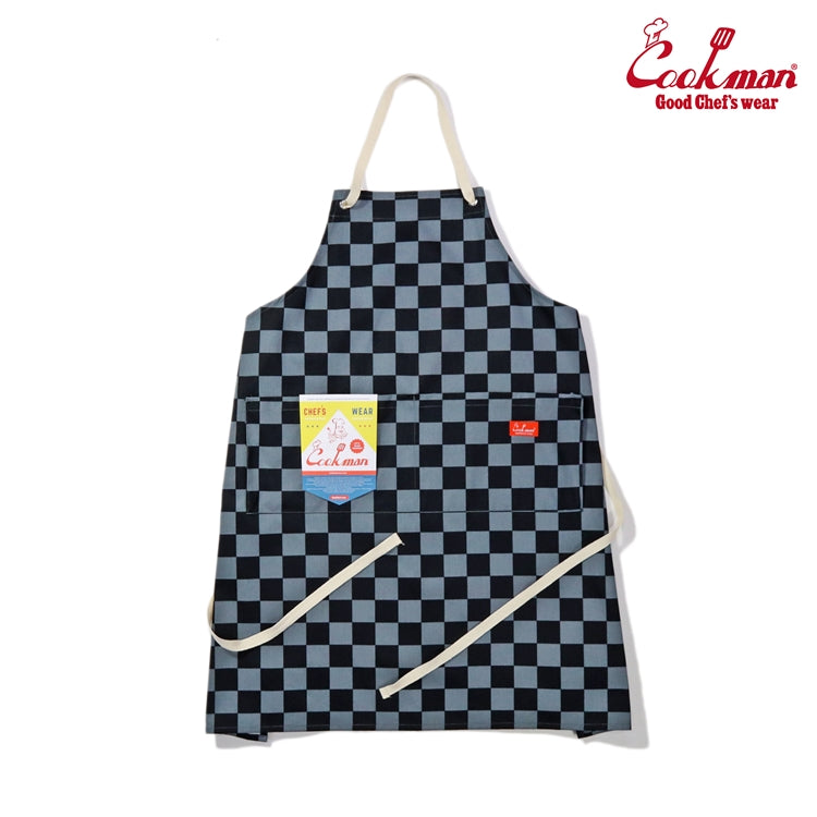 Wide Pocket Apron - Checker : Charcoal