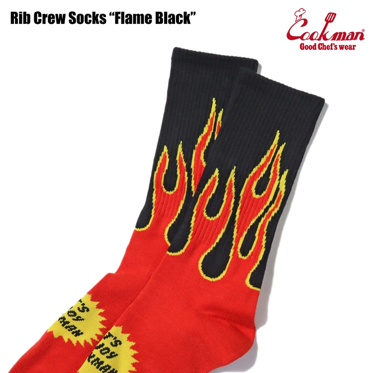 Cookman Rib Crew Socks - Flame : Black