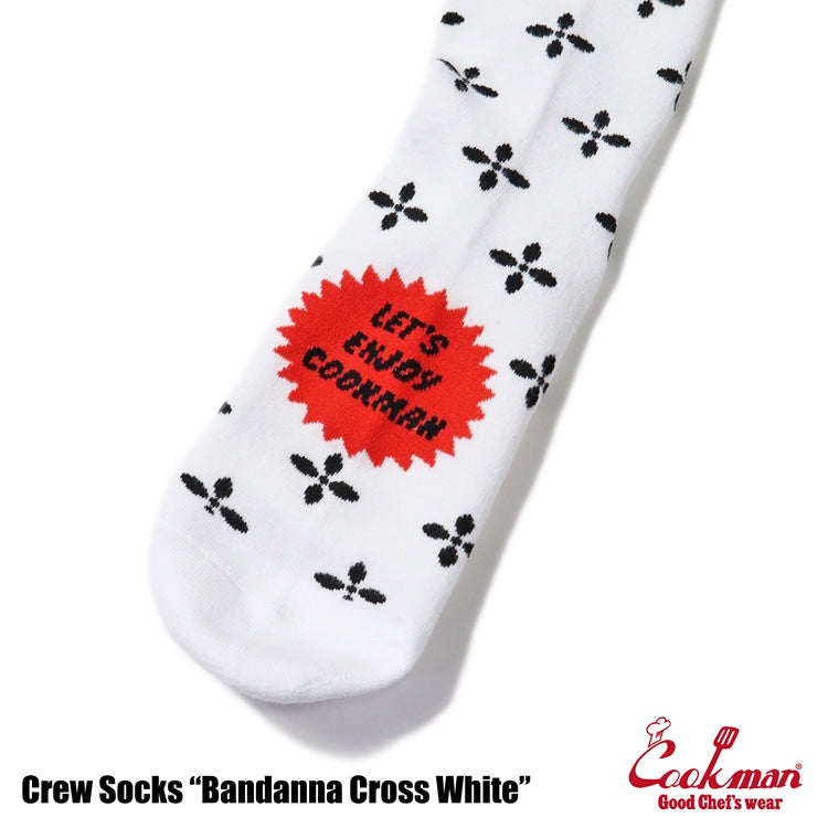 Crew Socks - Bandanna Cross : White