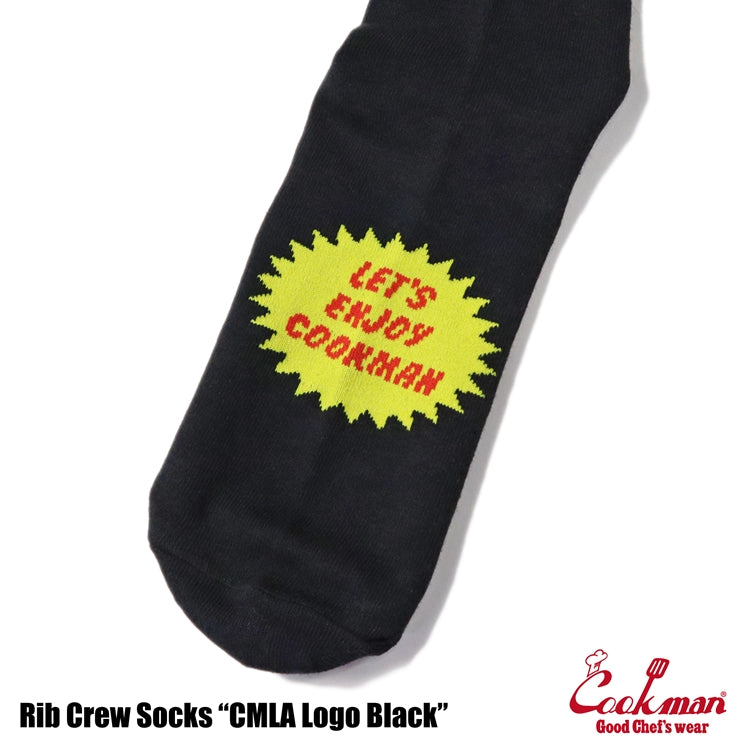 Rib Crew Socks - CMLA logo : Black