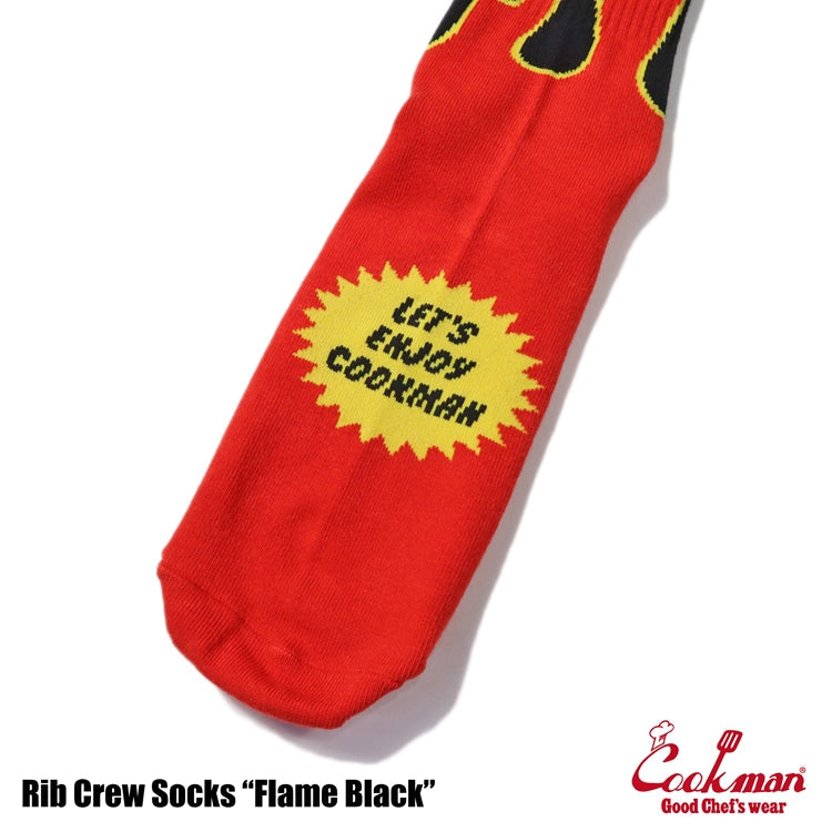 Cookman Rib Crew Socks - Flame : Black