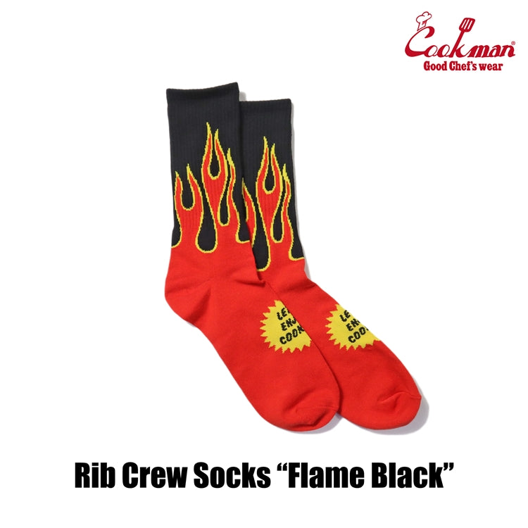 Cookman Rib Crew Socks - Flame : Black