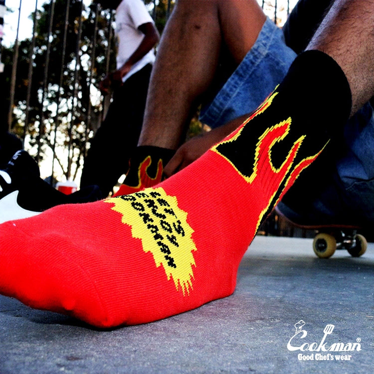 Cookman Rib Crew Socks - Flame : Black