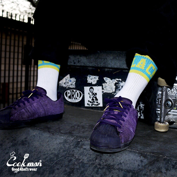 Cookman Rib Crew Socks - CMLA logo : White