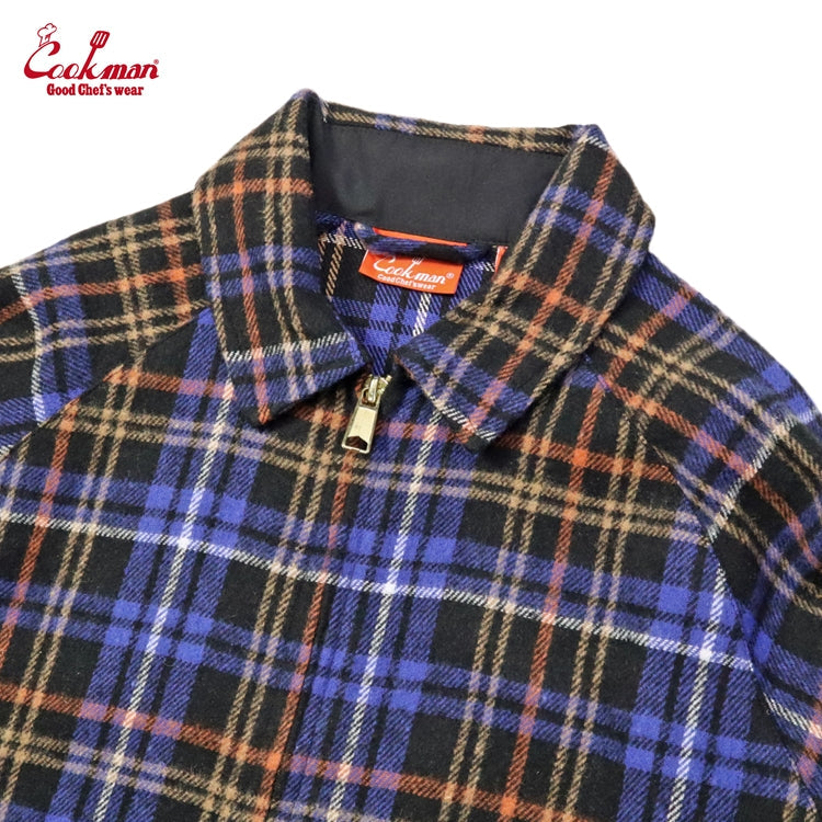 Cookman Delivery Jacket - Woolmix Tartan : Scottish Navy