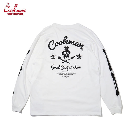 Cookman Long Sleeve T-shirts - Skull : White