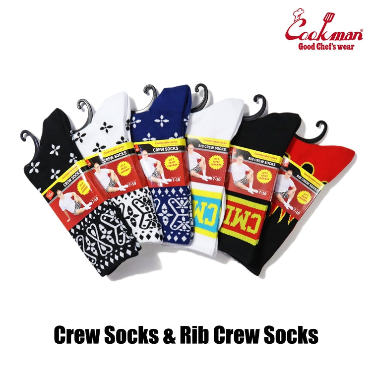 Cookman Rib Crew Socks - Flame : Black