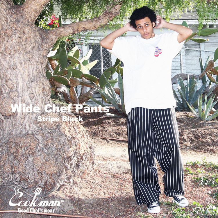 Cookman Wide Chef Pants Stripe Black