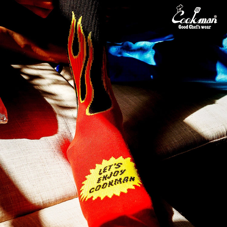 Cookman Rib Crew Socks - Flame : Black