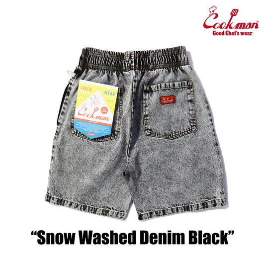 Cookman Chef Short Pants - Snow Washed Denim: Black