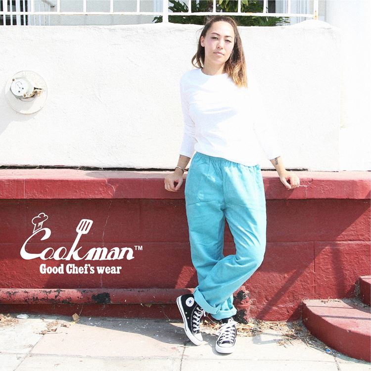 Cookman Chef Pants Corduroy Turquoise Blue - Main Image