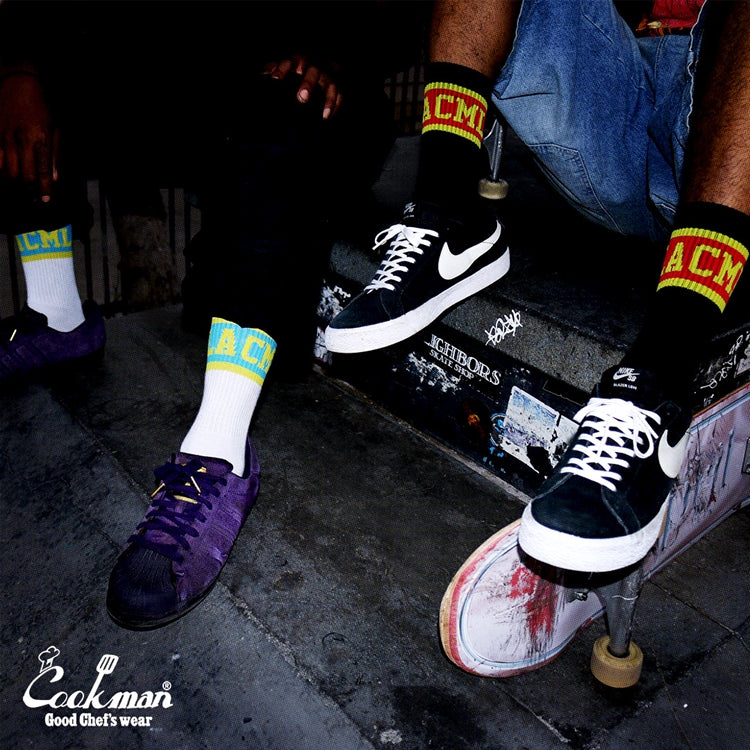 Cookman Rib Crew Socks - CMLA logo : Black