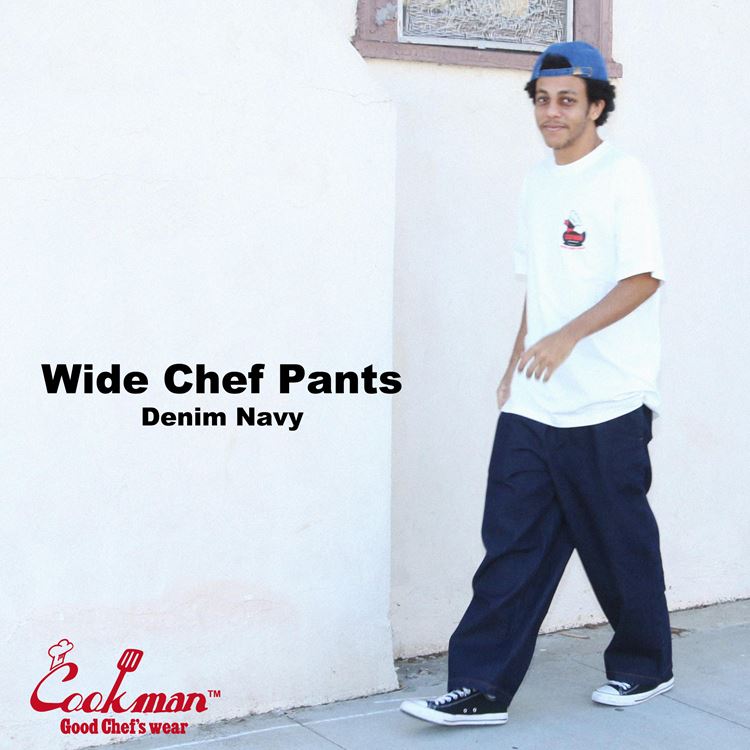 Cookman Wide Chef Pants Denim Navy - Main Image