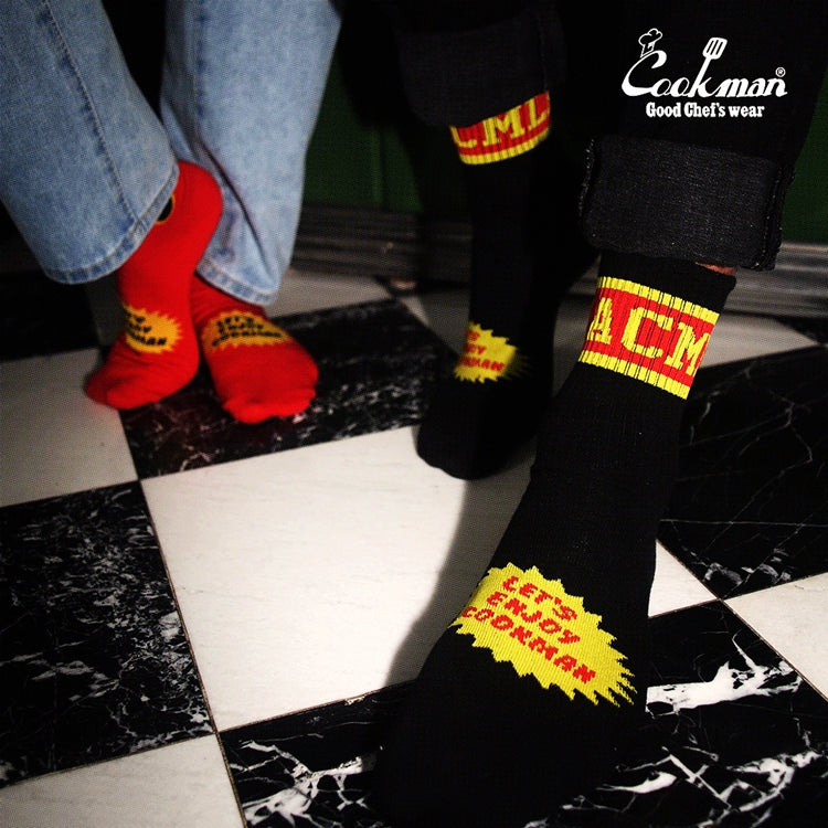 Cookman Rib Crew Socks - Flame : Black