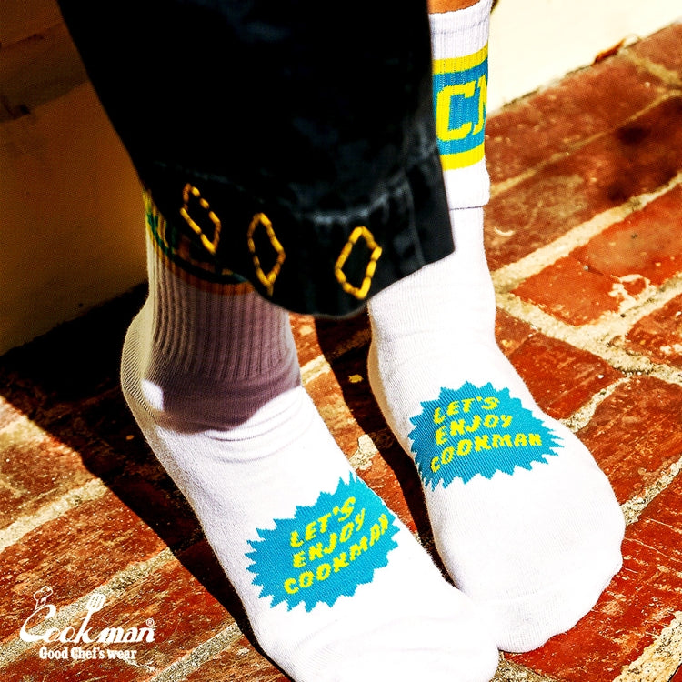 Cookman Rib Crew Socks - CMLA logo : White