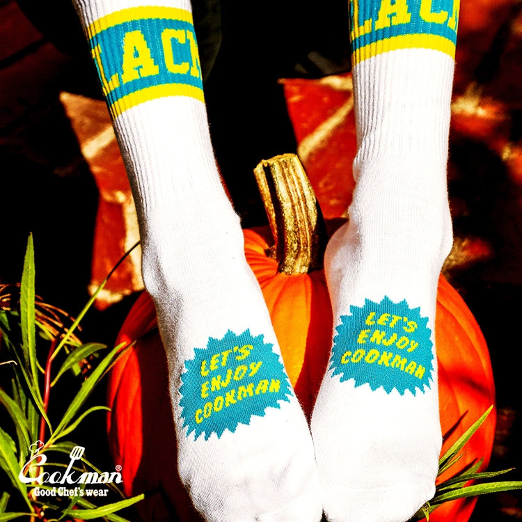 Cookman Rib Crew Socks - CMLA logo : White