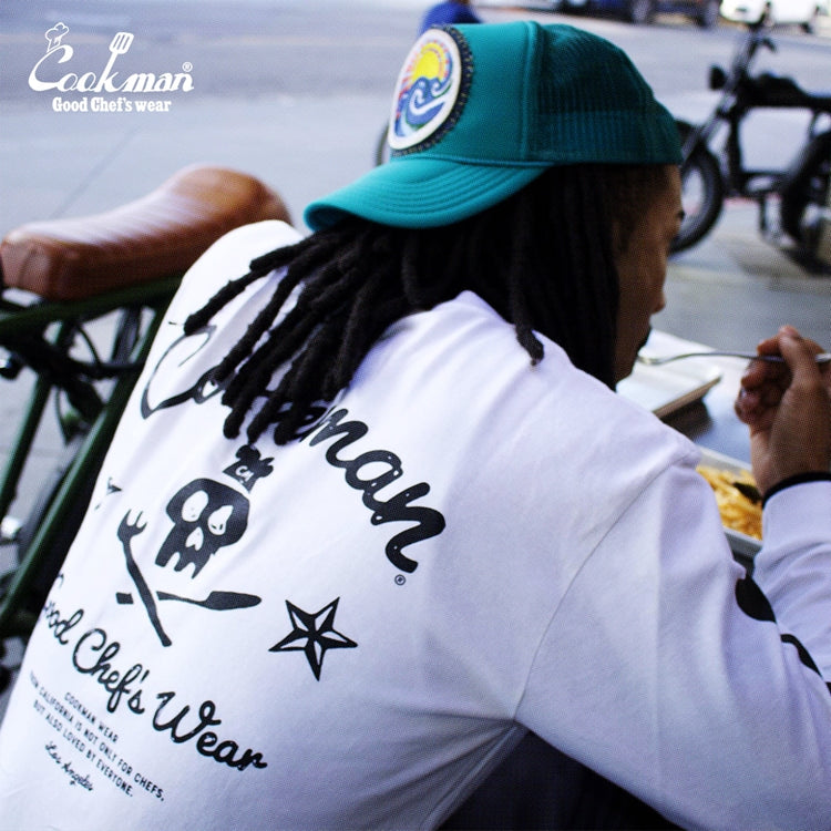 Cookman Long Sleeve T-shirts - Skull : White