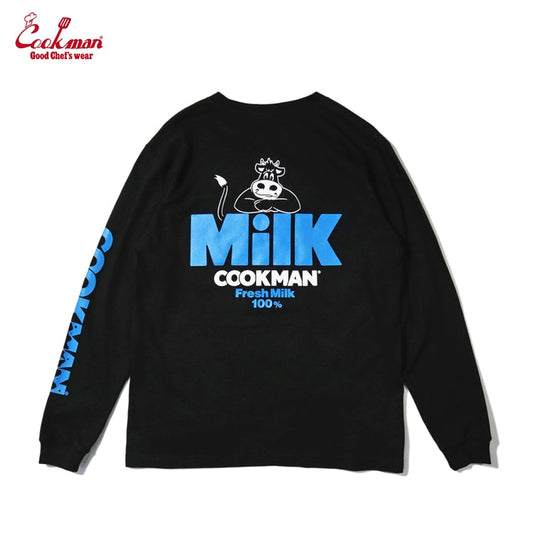 Cookman Long Sleeve T-shirts - Milk : Black