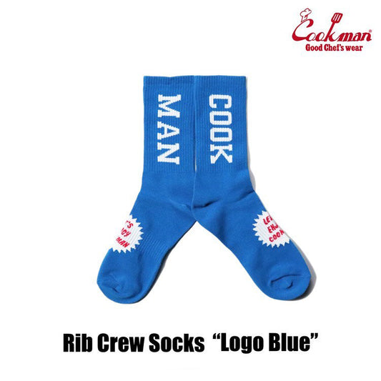 Cookman Rib Crew Socks - Logo : Blue