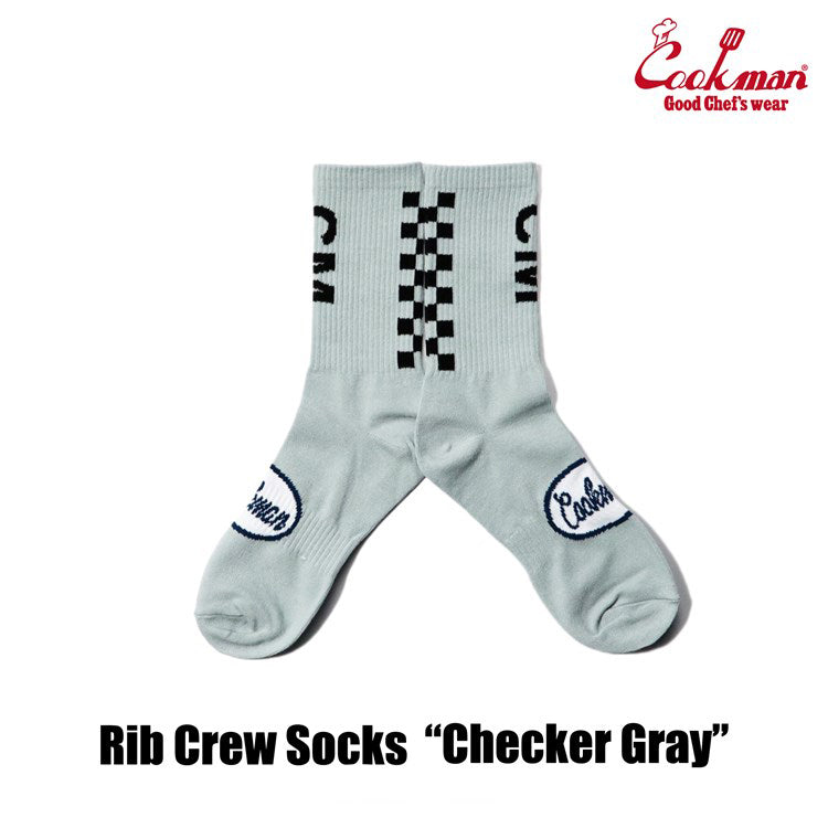 Rib Crew Socks - Checker : Gray