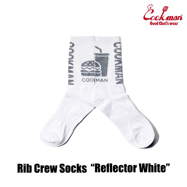 Rib Crew Socks - Reflector : White