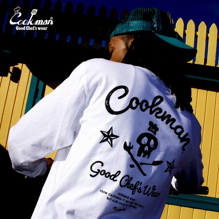 Cookman Long Sleeve T-shirts - Skull : White