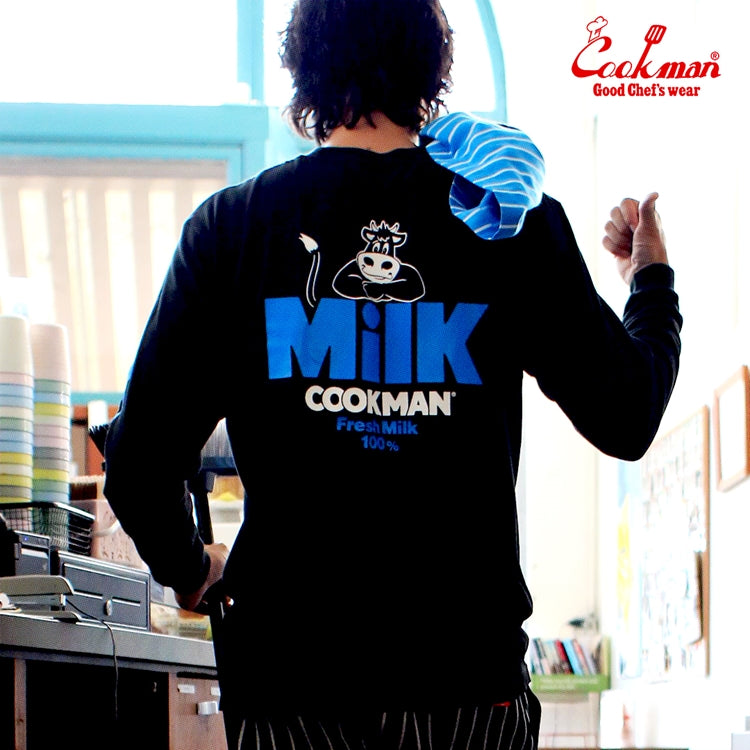 Cookman Long Sleeve T-shirts - Milk : Black