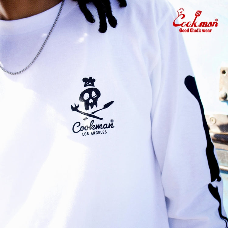 Cookman Long Sleeve T-shirts - Skull : White