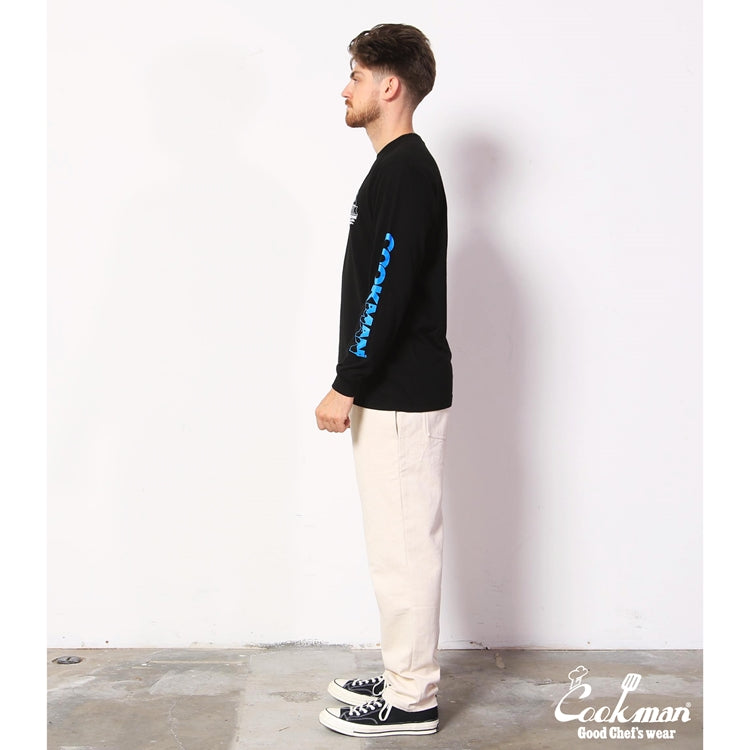 Cookman Long Sleeve T-shirts - Milk : Black