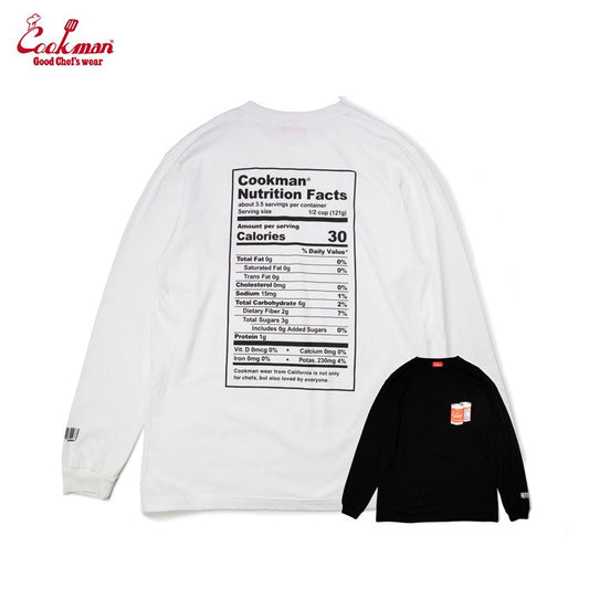 Cookman Long Sleeve T-shirts - Nutrition Facts : White