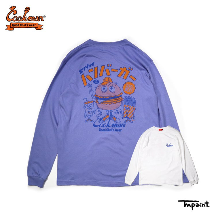 Cookman Long Sleeve T-shirts - TM Paint Burger : L-Blue