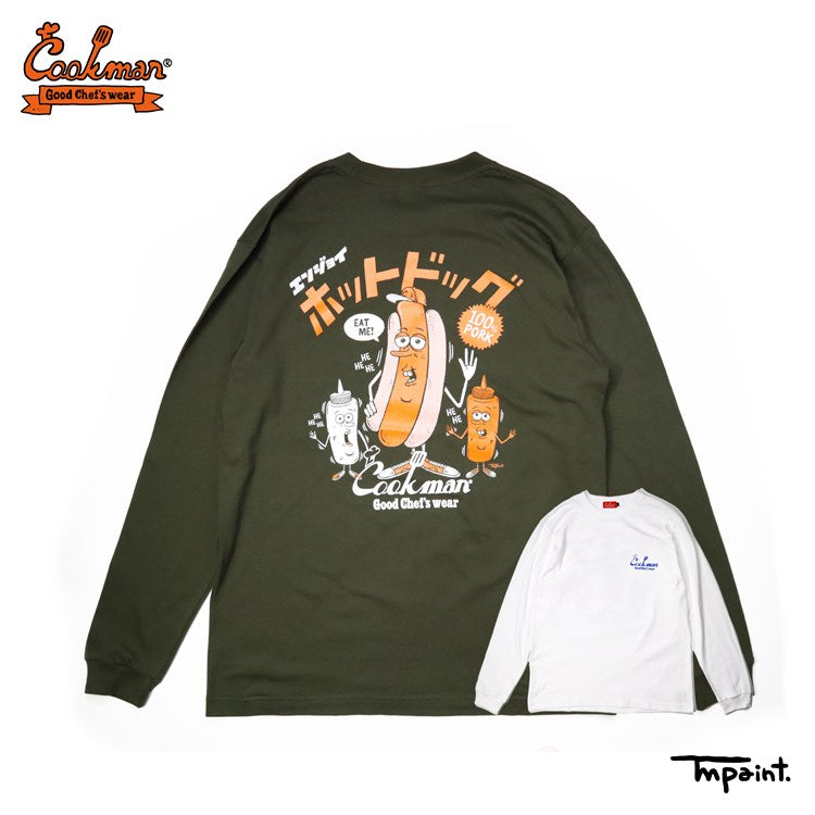 Cookman Long Sleeve T-shirts - TM Paint Hot Dog : Green