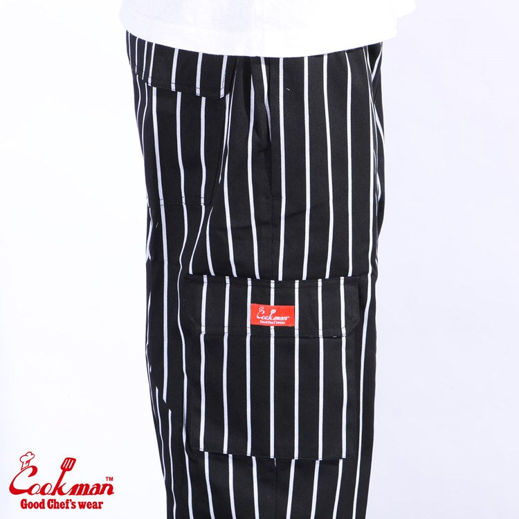Cookman Chef Pants Cargo Stripe Black - Main Image