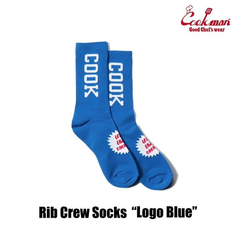 Rib Crew Socks - Logo : Blue