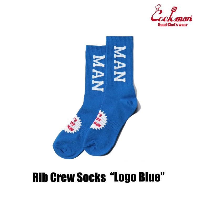 Cookman Rib Crew Socks - Logo : Blue