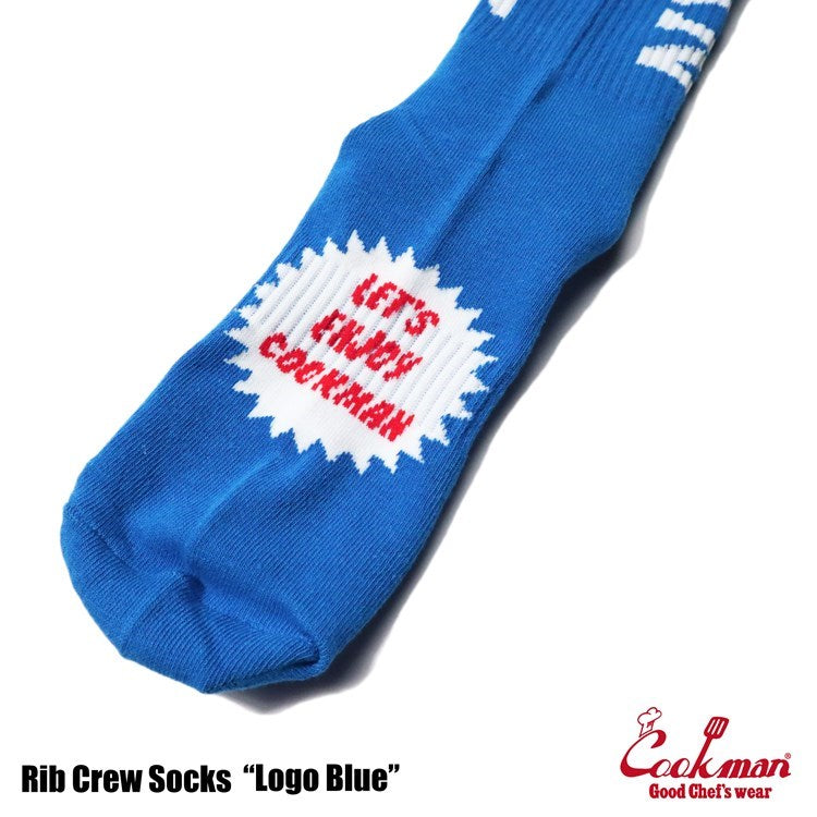 Cookman Rib Crew Socks - Logo : Blue