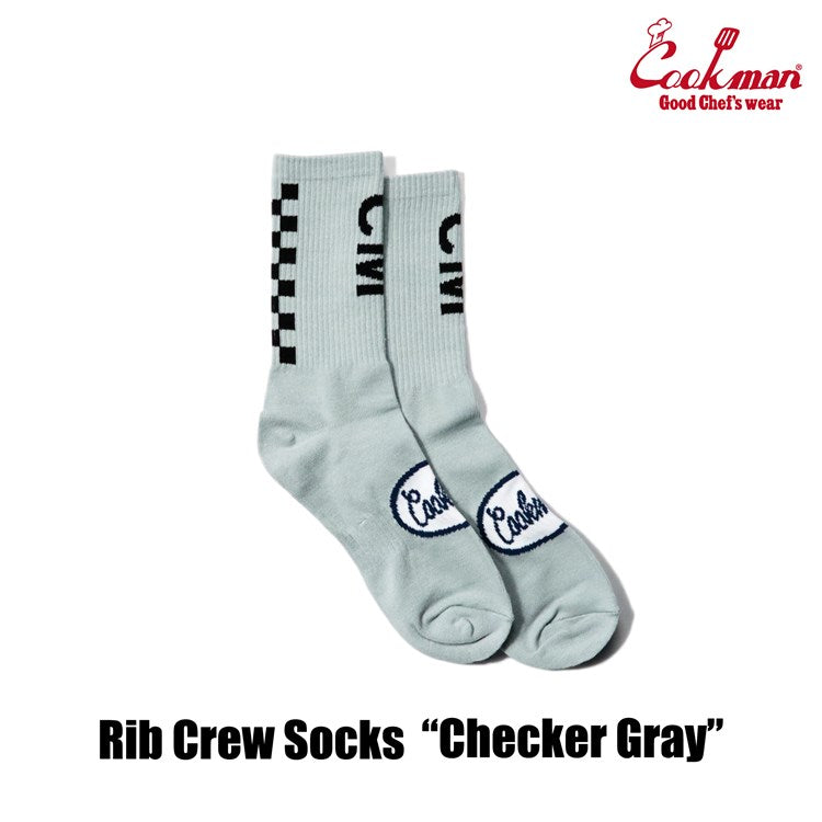 Rib Crew Socks - Checker : Gray