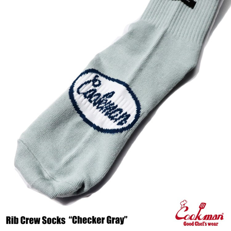 Cookman Rib Crew Socks - Checker : Gray