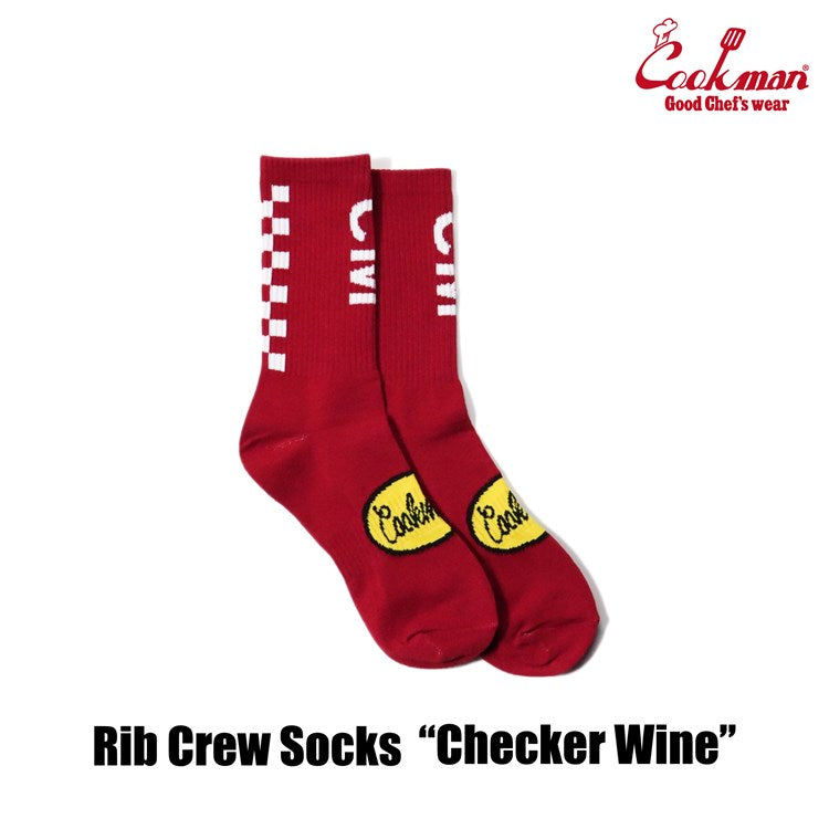 Rib Crew Socks - Checker : Wine