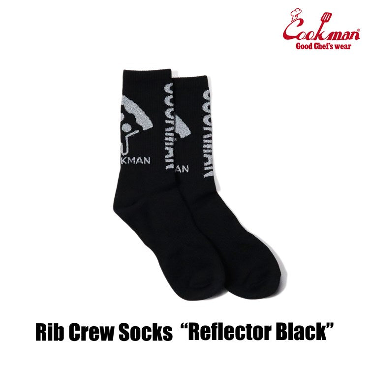 Rib Crew Socks - Reflector : Black