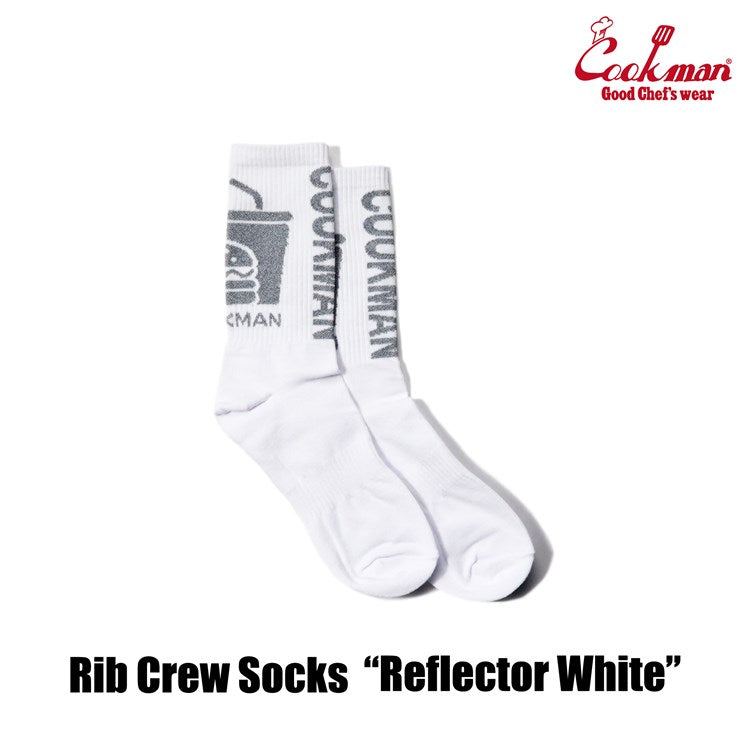 Rib Crew Socks - Reflector : White