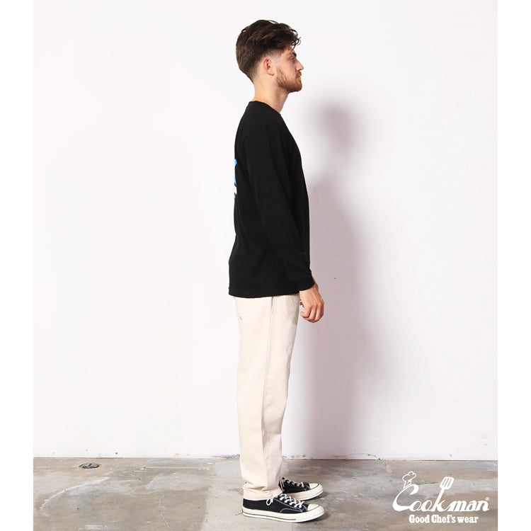 Cookman Long Sleeve T-shirts - Milk : Black