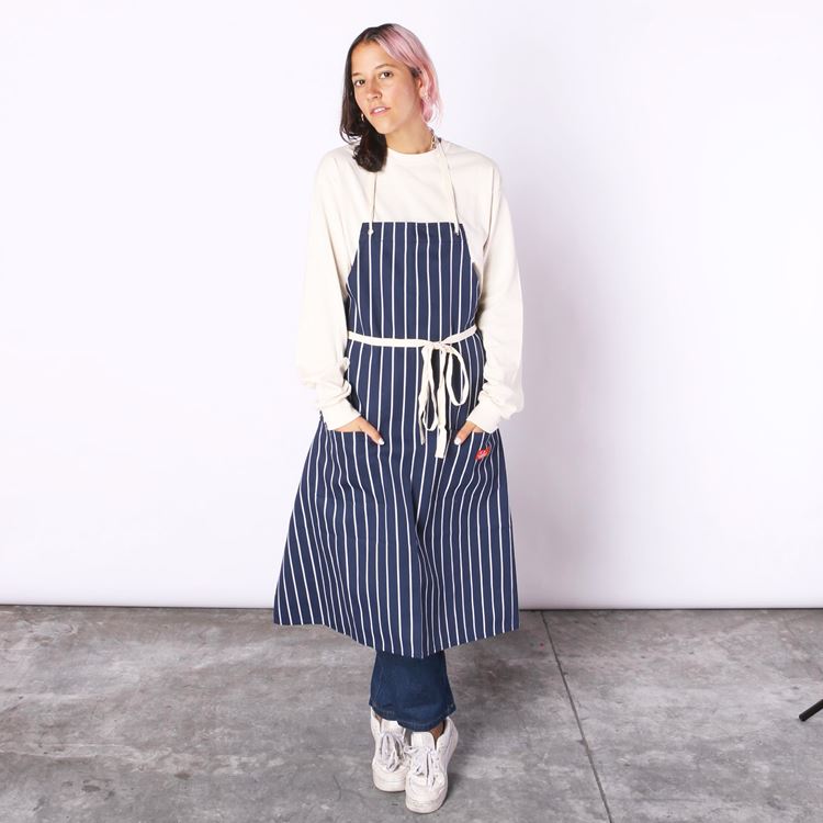Long Apron - Stripe : Navy