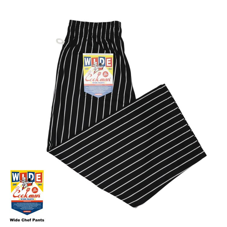 Cookman Wide Chef Pants - Stripe : Black