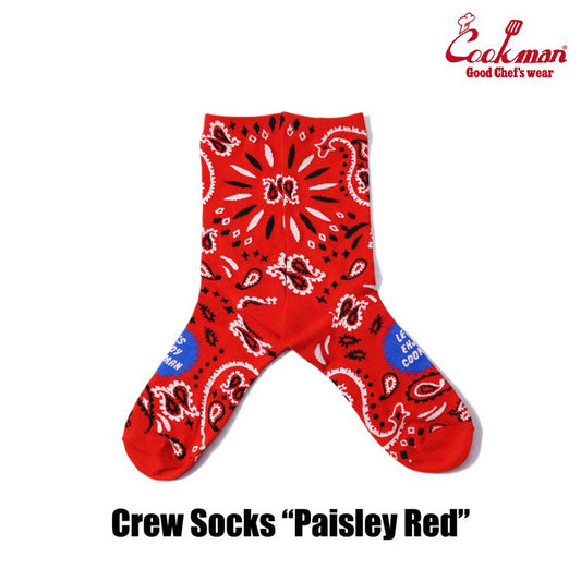 Cookman Crew Socks - Paisley : Red