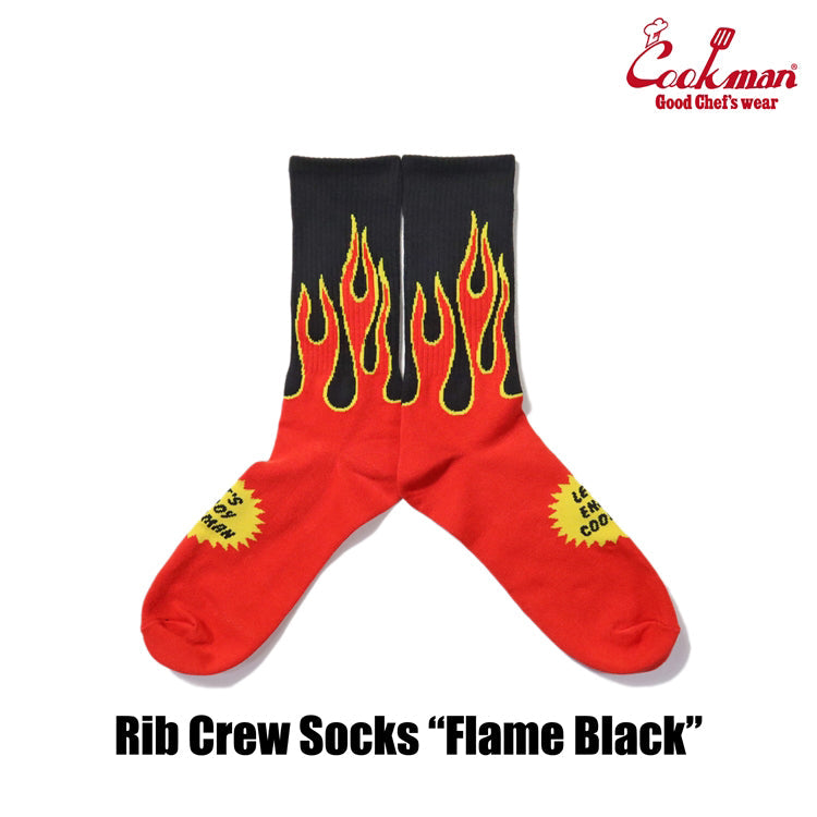 Cookman Rib Crew Socks - Flame : Black