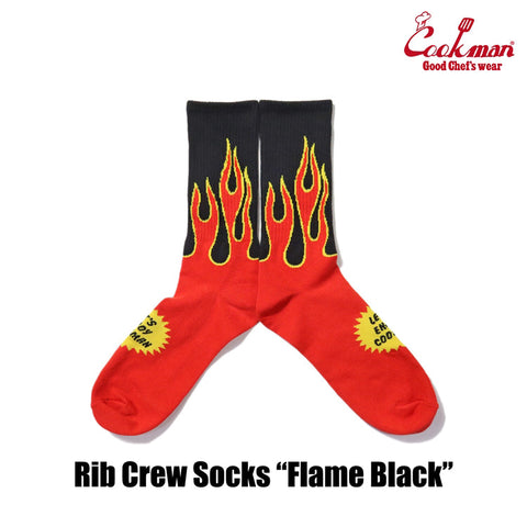 Rib Crew Socks - Flame : Black