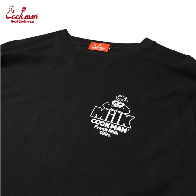 Cookman Long Sleeve T-shirts - Milk : Black