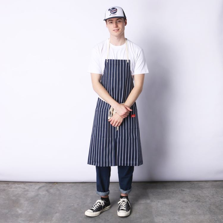 Long Apron - Stripe : Navy