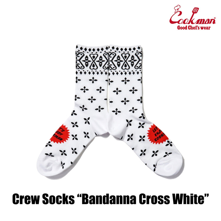 Crew Socks - Bandanna Cross : White
